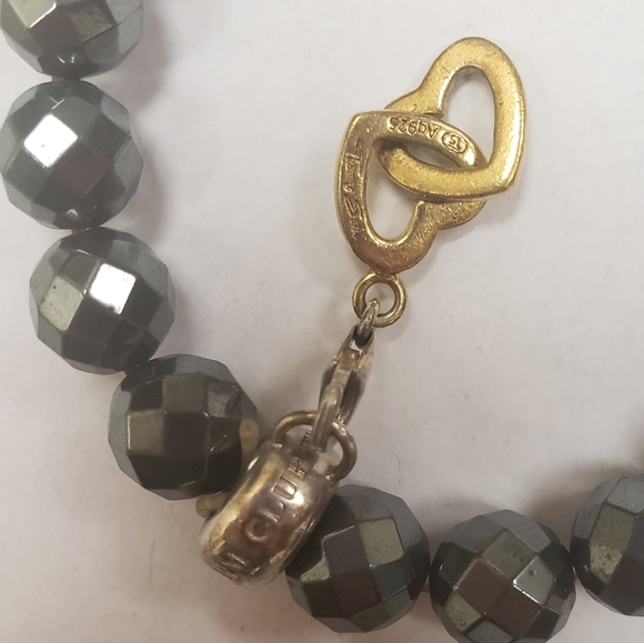 Thomas Sabo Charm Club Bracelet Hemetite with Gold Hearts - Picture 3 of 5
